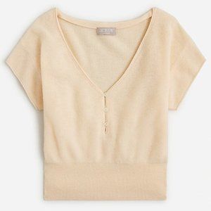J. Crew Featherweight Cashmere V-Neck T-Shirt in Buttercream Size XS